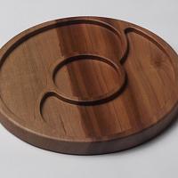 Round walnut serving dish — photo 1