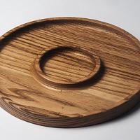 Round walnut serving dish — photo 3